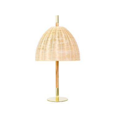 Handcrafted Amà Table Light, in brass and rattan, by Mediterranean Objects