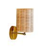 Handcrafted Costa Wall Lamp Cylindrical Rattan/Brass with a natural rattan cylindrical shade and brass accents.