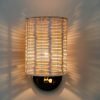 Handcrafted Costa Wall Lamp Cylindrical Rattan/Brass with a natural rattan cylindrical shade and brass accents.