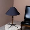 VOL Table Lamp with Black Fabric Shade, Walnut Wood Base, and Black Metal