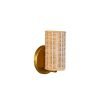 Handcrafted Costa Wall Lamp Mini Rattan Brass with natural rattan cylindrical shade.