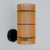 Handmade FOC Wall Lamp in cherry bamboo with black thread, featuring a white interior shade for warm light.