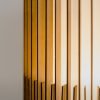 Handcrafted SUA Wall Sconce Lamp S with MDF wood slats and brass, featuring dual shades for warm light.